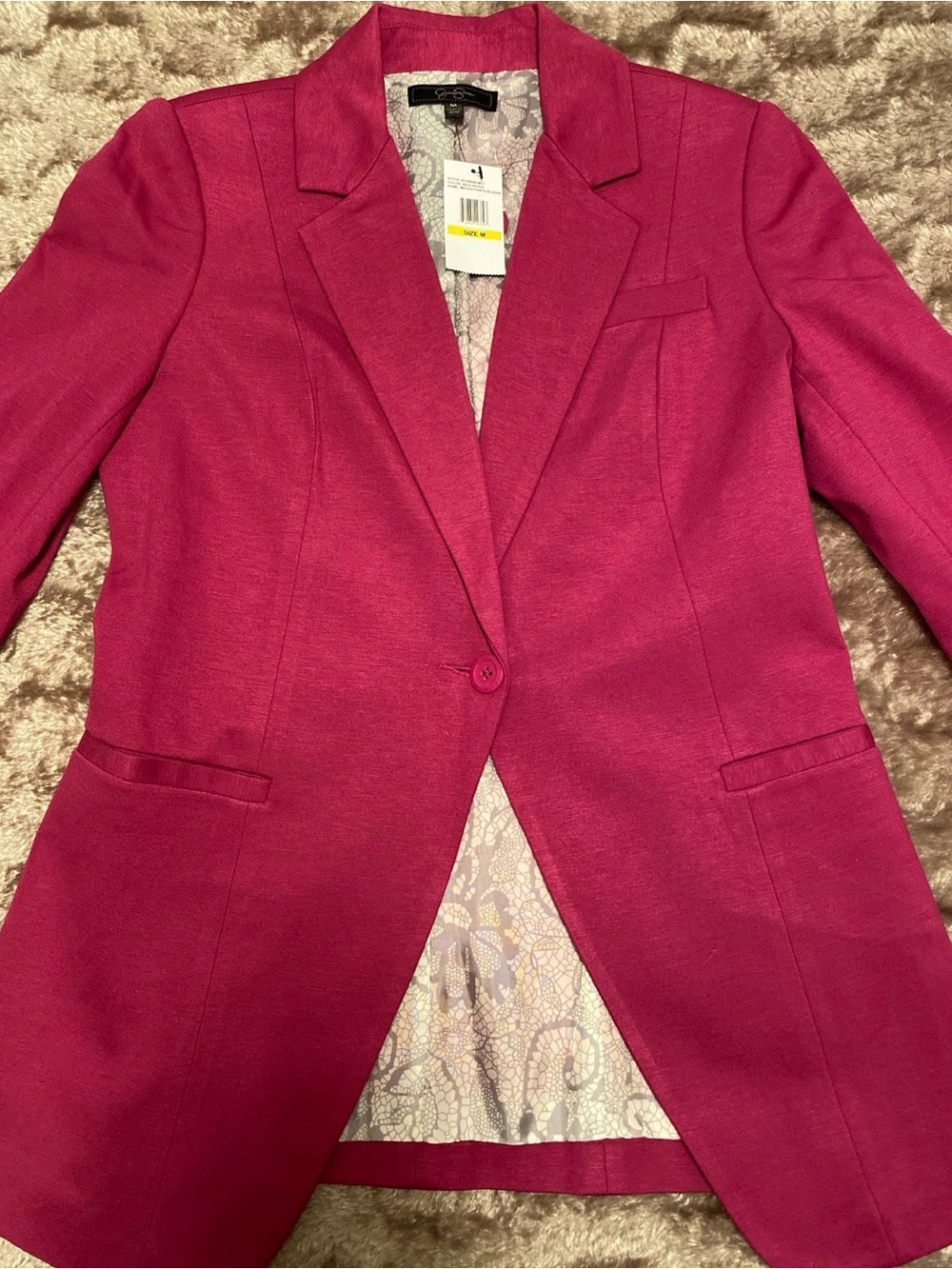 Jessica Simpson Fuchsia Notch-Lapel Single-Button Blazer
